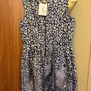 Badgley Mischka Navy and White Patterned Mini Dress